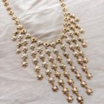 Antique Gold Polish Floral Cascade Necklace