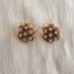 Elegant Gold-Tone Kundan Floral Stud Earrings – Traditional Indian Ethnic Jewelry