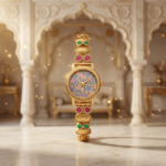 Bandhani Ivory Heritage Gold Watch For Women – Floral Ethnic Luxury Timepiece