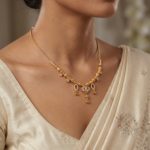 Designer Cz Gold-Tone Dokiya Necklace With Geometric Pendant
