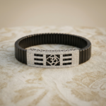 Divine Om Crystal Silver Men's Bracelet
