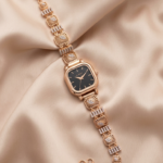 Elite Square Dial Watch – Elegant Face & Filigree Diamond Bracelet
