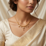 Heart Charm Gold-Tone Cz Dokiya Necklace For Women