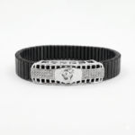 Om Silver Crystal Men's Bracelet