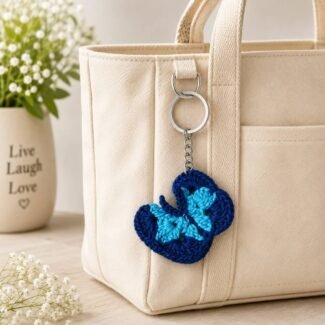 Handmade Crochet Butterfly Keychain – Cute Butterfly Key Ring Charm For Keys, Bags & Backpacks