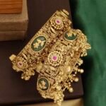 Antique Heritage Brass Bangles with Stones - Traditional Handcrafted Kada