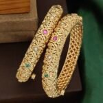 Antique Heritage Brass Bangles with Stones - Traditional Handcrafted Kada