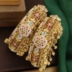 Antique Heritage Brass Bangles with Stones - Traditional Handcrafted Kada