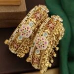 Antique Heritage Brass Bangles with Stones - Traditional Handcrafted Kada