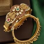 Antique Heritage Brass Bangles with Stones - Traditional Handcrafted Kada