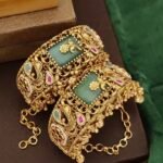 Antique Heritage Brass Bangles with Stones - Traditional Handcrafted Kada