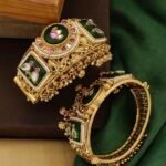 Antique Heritage Brass Bangles with Stones - Traditional Handcrafted Kada