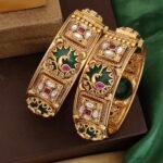 Antique Heritage Brass Bangles with Stones - Traditional Handcrafted Kada