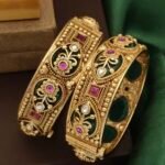Antique Heritage Brass Bangles with Stones - Traditional Handcrafted Kada