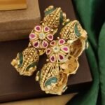 Antique Heritage Brass Bangles with Stones - Traditional Handcrafted Kada
