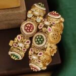 Antique Heritage Brass Bangles with Stones - Traditional Handcrafted Kada