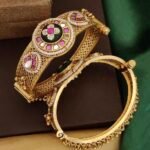 Antique Heritage Brass Bangles with Stones - Traditional Handcrafted Kada