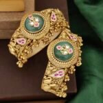 Antique Heritage Brass Bangles with Stones - Traditional Handcrafted Kada