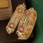 Antique Heritage Brass Bangles with Stones - Traditional Handcrafted Kada