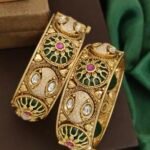 Antique Heritage Brass Bangles with Stones - Traditional Handcrafted Kada