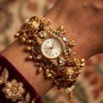 Antique gold ruby emerald kundan nagas bracelet watch for women and girls