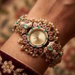 Antique gold ruby meenakari pearl jadau bracelet watch for women and girls