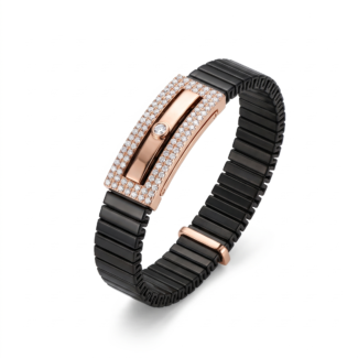 Men’s Black & Rose Gold Crystal Bar Bracelet