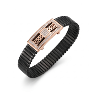Men’s Black & Rose Gold Crystal Frame Bracelet