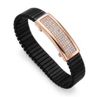 Men’s Black & Rose Gold Crystal Geometric Bracelet