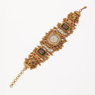 Women’s Traditional Gold-Tone Bracelet Watch with White Dial | Elegant Ethnic Watch