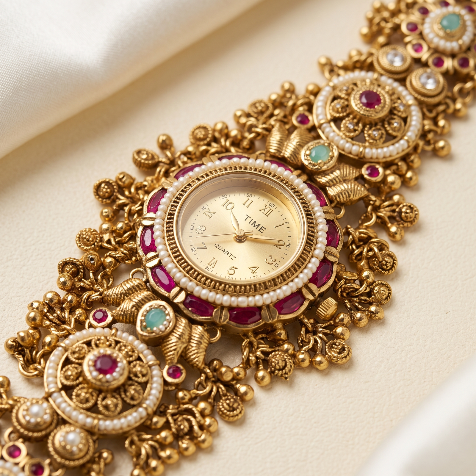 Temple Bracelet Watch for Women - Gold Dial