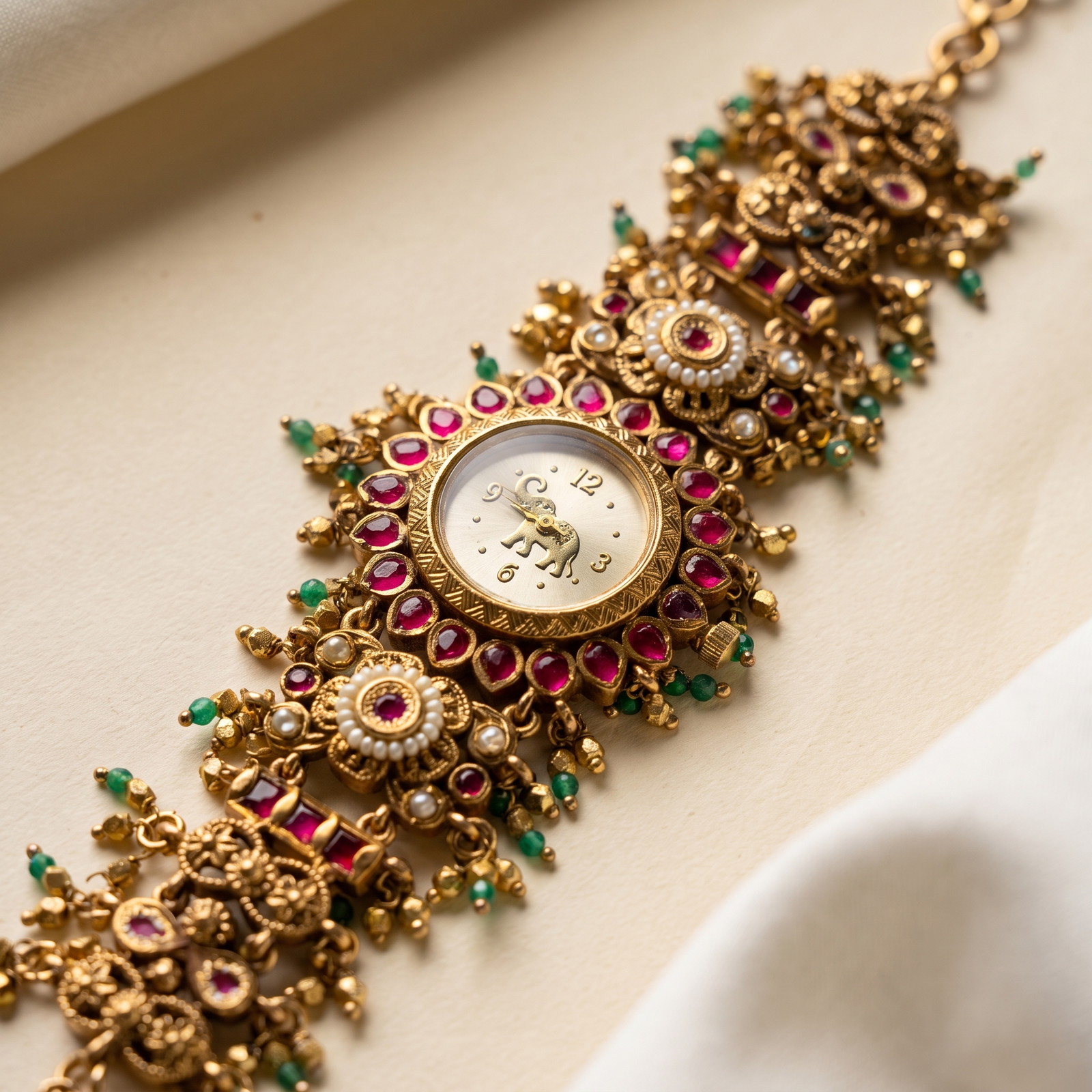 Temple Bracelet Watch for Women - Ivory Dial